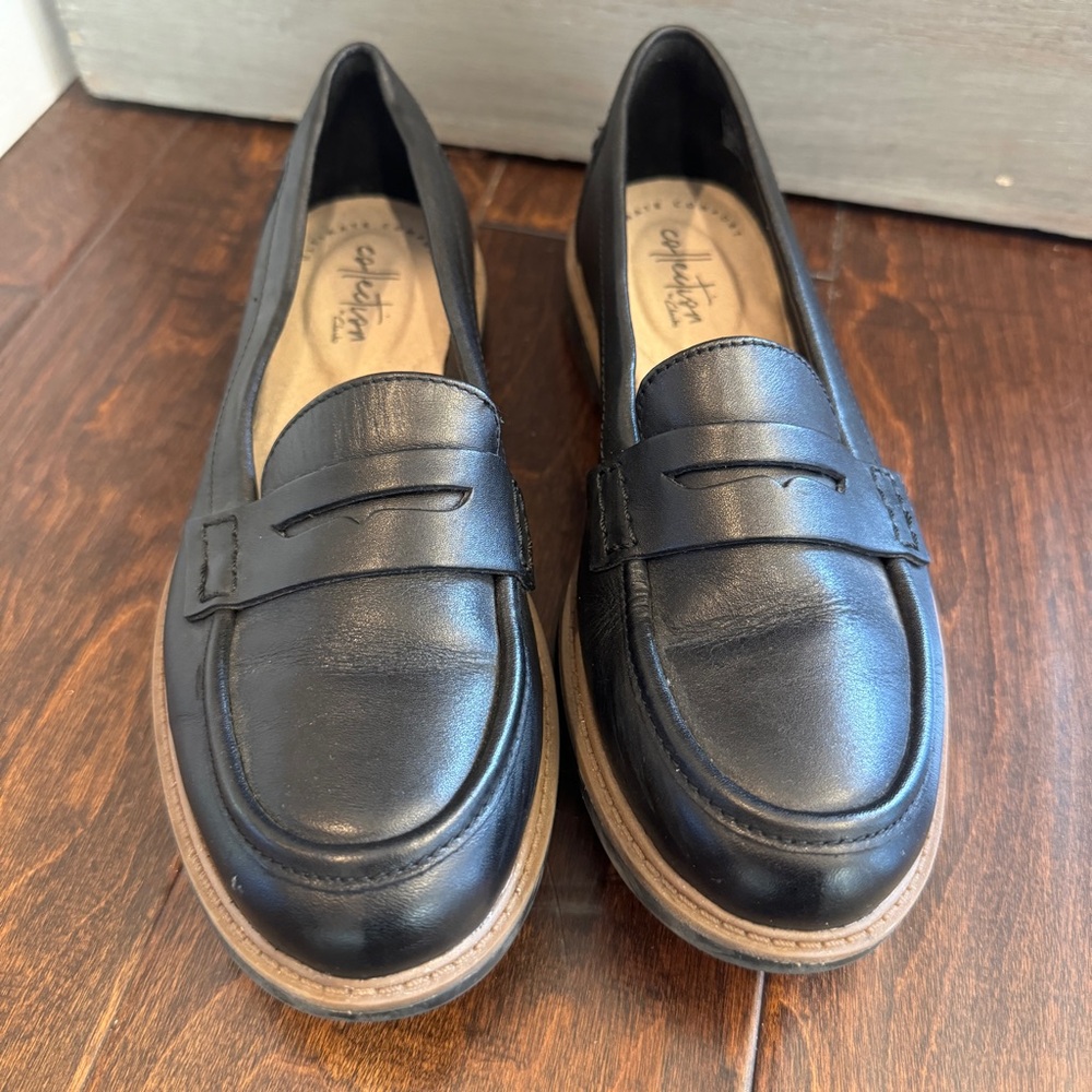 Black Leather Penny Loafers Clarks